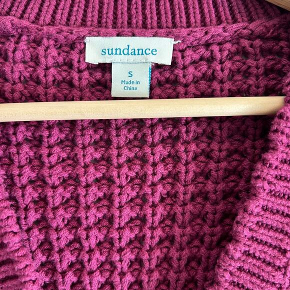 Sundance Catalog Henrietta Cardigan Button Down SZS Cranberry Chunky Sweater - Picture 6 of 10